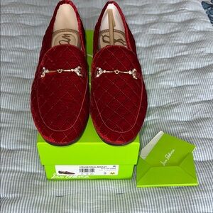 Sam Edelman Loraine Quilted Velvet Loafers in Red